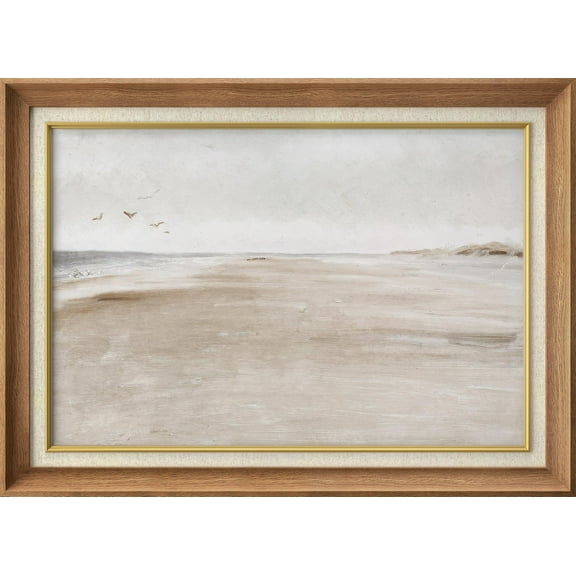 IDEA4WALL Premium Frame Wall Art Sandy Beach Coastal Landscape Print Impressionism Nature Wilderness Countryside Wall Decor Rustic Famous Fine Art for Bedroom, Office - 26"x36" Natural