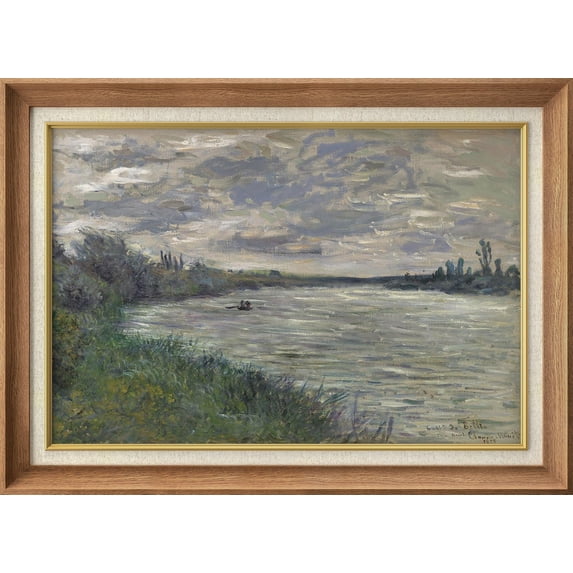 IDEA4WALL Premium Frame Wall Art Storm Cloud Sky Over Pastel Lake Landscape Print Impressionism Nature Wilderness Farmhouse Wall Decor Rustic Famous Fine Art for Bedroom, Office - 26"x36" Natural