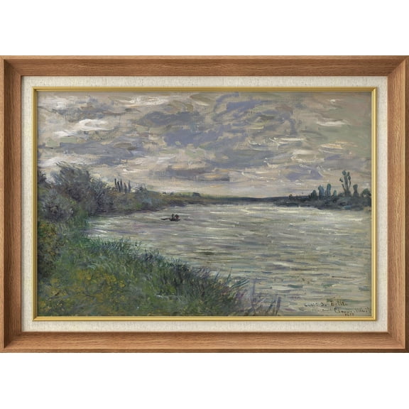 IDEA4WALL Premium Frame Wall Art Storm Cloud Sky Over Pastel Lake Landscape Print Impressionism Nature Wilderness Farmhouse Wall Decor Rustic Famous Fine Art for Bedroom, Office - 26"x36" Natural