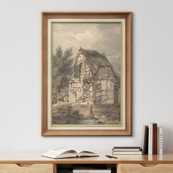 IDEA4WALL Premium Frame Wall Art Vibrant Blue Sky Emerald Green Forest Vintage Print Antique Rustic Illustrations Fine Art Nature Wilderness Wall Decor for Living Room, Office - 26"x36" Natural