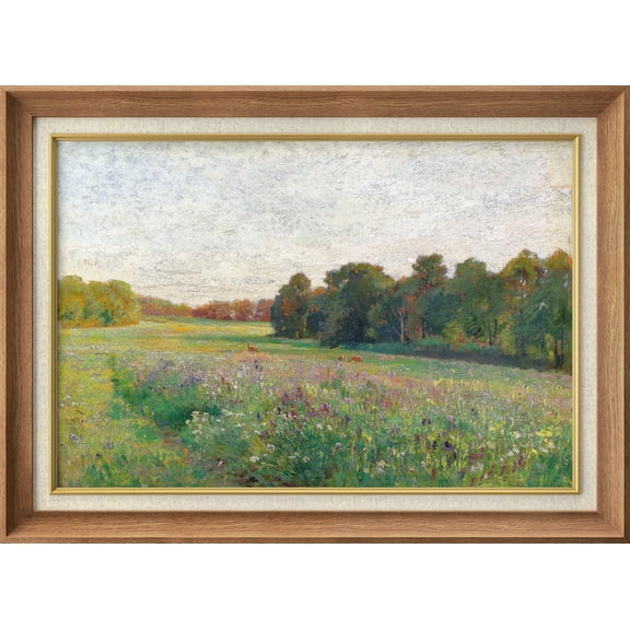 IDEA4WALL Premium Frame Wall Art Vibrant Spring Summer Flower Forest Fine Art Nature Wilderness Landscape Illustrations Impressionism Pastel Artwork for Home Decor - 26"x36" Natural