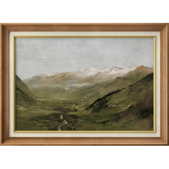 IDEA4WALL Premium Frame Wall Art Vintage Autumn Mountain Range Valley Print Nature Wilderness Illustrations Fine Art Country Landscape Wall Decor for Living Room, Office - 26"x36" Natural