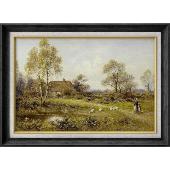 IDEA4WALL Premium Frame Wall Art Vintage Pastoral European Country Retro Print Nature Wilderness Fine Art Farmhouse Floral Botanical Wall Decor for Living Room, Office - 26"x36" Black