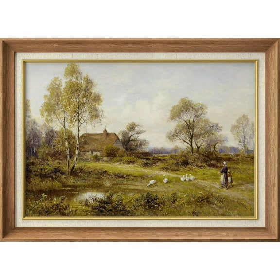 IDEA4WALL Premium Frame Wall Art Vintage Pastoral European Country Retro Print Nature Wilderness Fine Art Farmhouse Floral Botanical Wall Decor for Living Room, Office - 26"x36" Natural