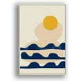 thumbnail image 1 of IDEA4WALL Stretched Framed Canvas Print Wall Art Yellow Sun Over Abstract Blue Waves Geometric Patterns Illustrations Modern Art Ultra for Living Room, Family Bedroom, Office - 24"x36" Hang, 1 of 4