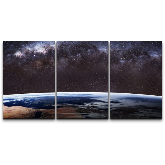 IDEA4WALL Wall Art Canvas Print Set Earth Image Vast Starry Sky Photography Modern Art Space Lover Collection Artwork Chic Ultra for Living Room, Bedroom, Office - 24"x36"x3 Canvas
