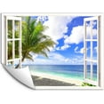 thumbnail image 1 of IDEA4WALL Wall Murals Fake White Window with Clouds and Palm Tree on the Beach Removable Wallpaper Peel and Stick Wall Stickers - 24x32 inches, 1 of 4