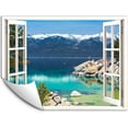 thumbnail image 1 of IDEA4WALL Wall Murals Fake White Window with Lake and Mountains Covered with Snow Removable Wallpaper Peel and Stick Wall Stickers - 24x32 inches, 1 of 4