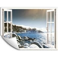 thumbnail image 1 of IDEA4WALL Wall Murals Fake White Window with Lake in the Winter Removable Wallpaper Peel and Stick Wall Stickers - 24x32 inches, 1 of 4
