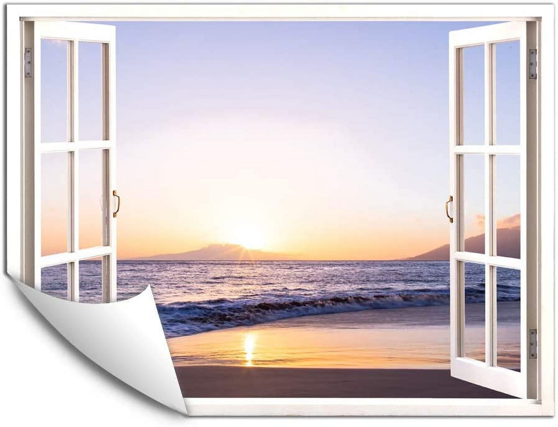 IDEA4WALL Wall Murals Fake White Window with Sunset Reflect on the ...