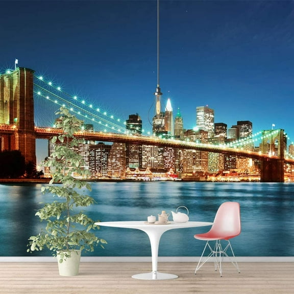 IDEA4WALL Wall Murals for Bedroom Brooklyn Bridgeand Newyork City Large Removable Wallpaper Peel and Stick Wall Stickers