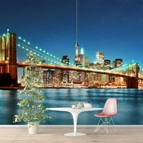 IDEA4WALL Wall Murals for Bedroom Brooklyn Bridgeand Newyork City Large Removable Wallpaper Peel and Stick Wall Stickers