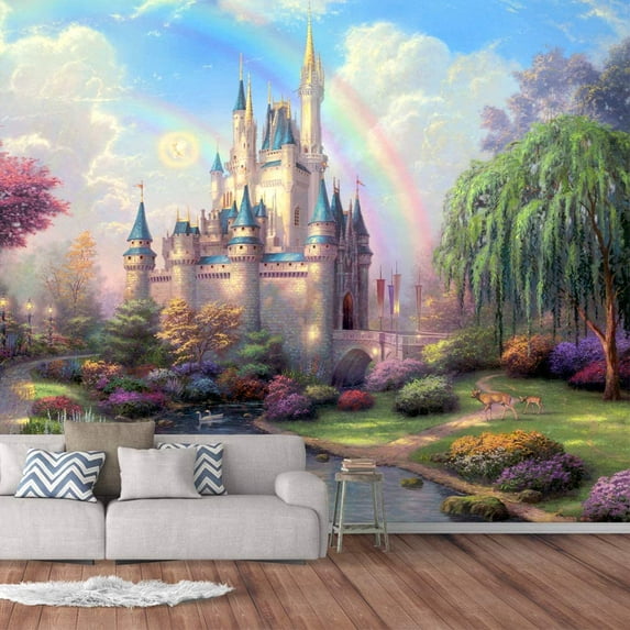 IDEA4WALL Wall Murals for Bedroom Dream Castle Large Removable Wallpaper Peel and Stick Wall Stickers
