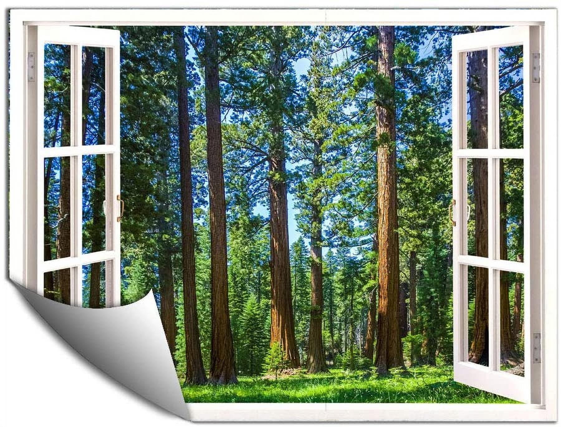IDEA4WALL Wall Murals for Bedroom Fake Window View Forest Removable