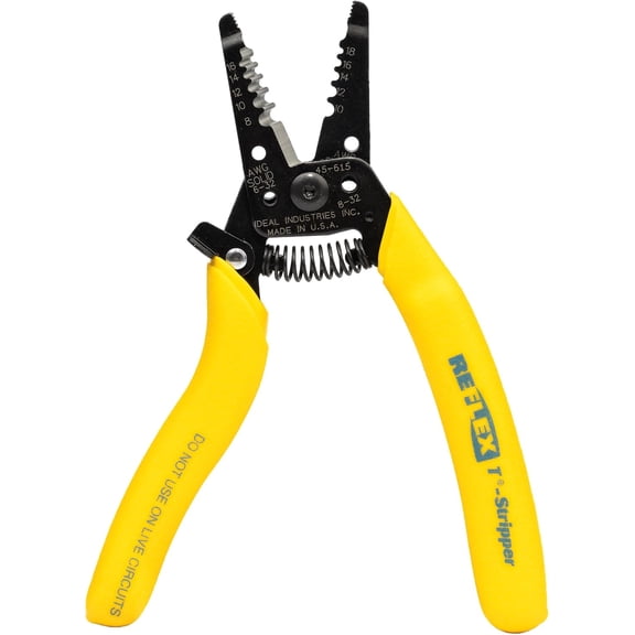 IDEAL Electrical Reflex Super T-Stripper Wire Strippers, 816 AWG Solid, 1018 AWG Stranded, Ergonomic Wire Cutter and Stripping Tool with Textured Sleeves, Locking Handle