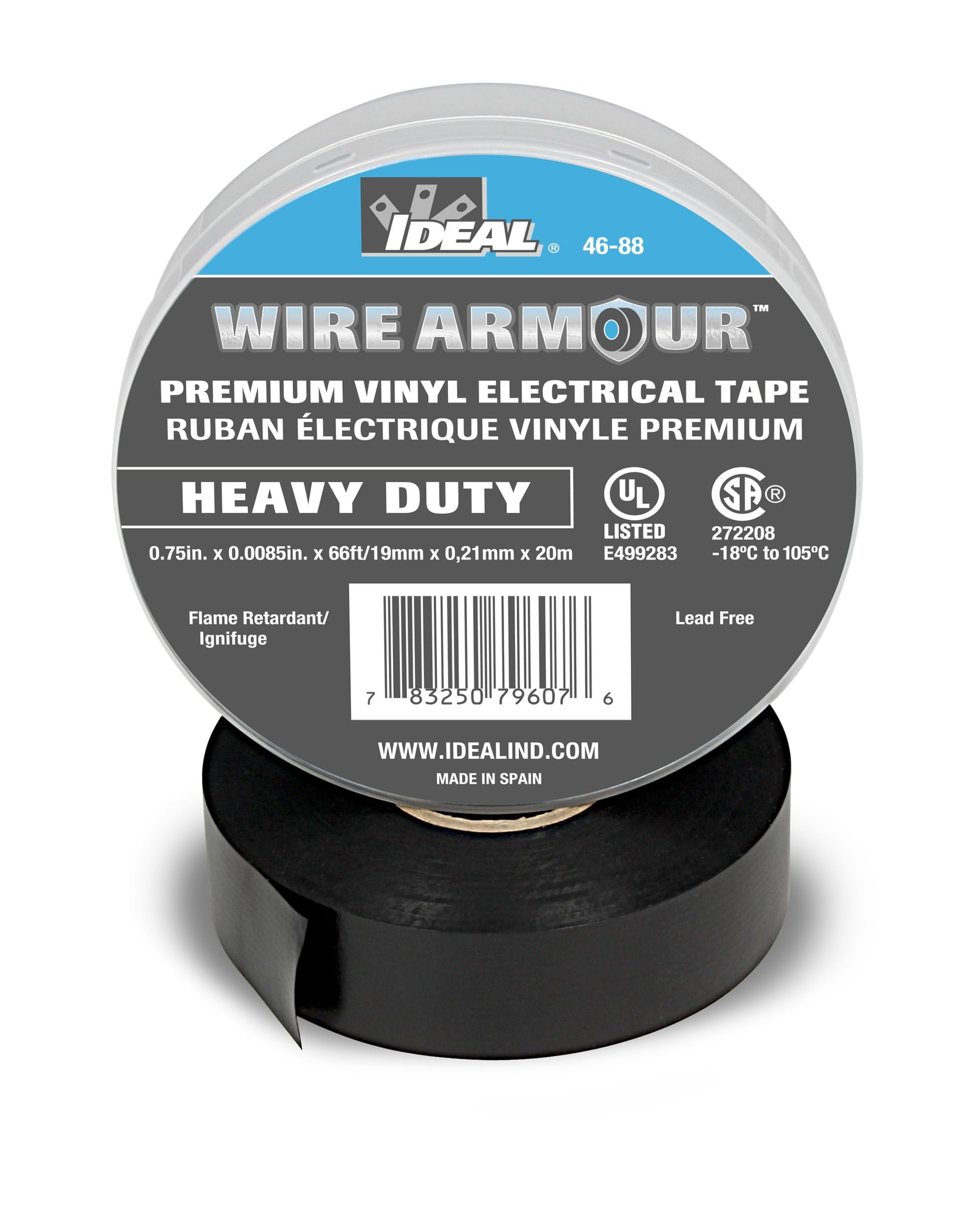IDEAL INDUSTRIES INC. 46-88 Black 8.5 Mil UL Listed 3/4 in. Wire Armour Heavy Vinyl Professional Electrical Tape