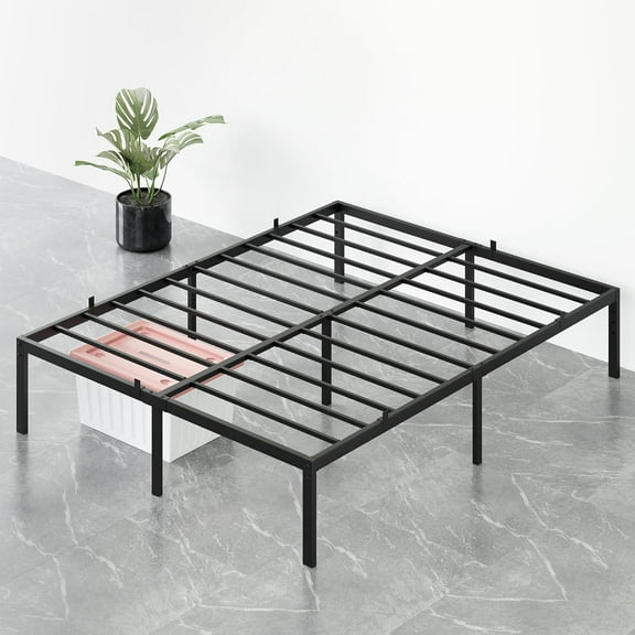 IDEALHOUSE 14 Inch Queen Size Bed Frame with Storage, Metal Platform Queen Bed Frame, No Box Spring Needed/Steel Slat Support/Easy Assembly(Queen)