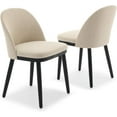 thumbnail image 1 of IDEALHOUSE 2pcs Beige Dining Chairs, Upholstered Modern Accent Chairs, Ergonomic Back, Tapered Wood Legs, Adjustable Feet, Breathable Linen, High-Density Cushion, for Kitchen, Dining Room, 1 of 8