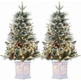 thumbnail image 1 of IDEALHOUSE 3FT Green Artificial Pine Christmas Tree with Red Berries, 8 Modes, White Base, Holiday Decor, 1 of 8
