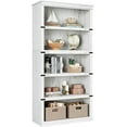 thumbnail image 1 of IDEALHOUSE 5 Tier Bookcase, Farmhouse Book Shelf with Storage, Tall Book Case Wooden 5 Shelf Bookcase for Home Office, Living Room, Bed Room (White, 67.4" H x 31.5" W x 12.8" D), 1 of 7