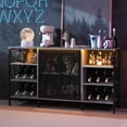 thumbnail image 1 of IDEALHOUSE 55in Farmhouse Wine Bar Cabinet with Glass Holder and Wine Rack, Rustic Liquor Cabinet with Adjustable Shelf, Industrial Metal Frame, for Living Room, Gray, 1 of 8