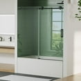 thumbnail image 1 of IDEALHOUSE 60x59 Matte Black Single Sliding Shower Door, 6mm Tempered Glass, Stainless Steel Round Rail, 55mm Quiet Rollers, Stylish Glass Panel for Bathroom Remodel, 1 of 6