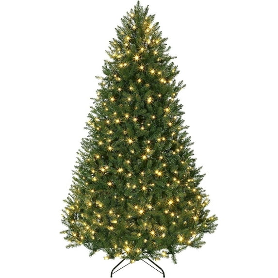 IDEALHOUSE 9FT Green Christmas Tree Multicolor Pre-Decorated with PVC Branches, Stable Metal Stand, Full Pine Shape for Holiday Indoor Home Decor