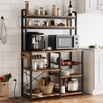 thumbnail image 1 of IDEALHOUSE Bakers Rack with Power Outlet, Coffee Bar with Wire Drawer,  Microwave Stand, Kitchen Buffet Table with Large Storage, 6-Tier Kitchen Storage Rack with Hutch, Rustic Brown, 1 of 8