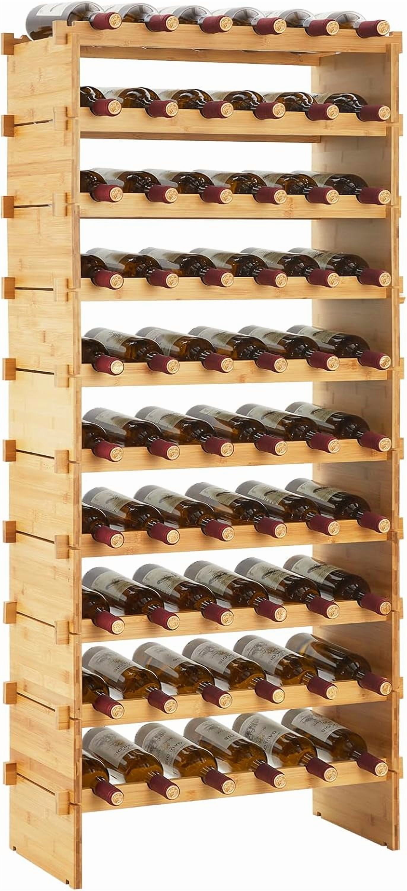 IDEALHOUSE Bamboo Stackable Wine Rack, Modular Bottle Organizer Shelf ...