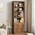 IDEALHOUSE Bookcase with Doors Industrial Bookshelf 11.8in Depth Display Storage Shelves 71.4in