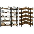 thumbnail image 1 of IDEALHOUSE Bookcases 5 Tier, Burnt Cloud, Convertible Corner Book Shelf, Modern Industrial L-Shaped Display Bookcase with Adjustable Feet, Versatile Storage, 1 of 6