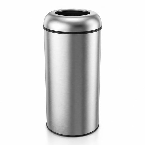 IDEALHOUSE Commercial Trash Can, Commercial Dome Lid Kitchen Trash can Round, Open Top Drop-in Trash can Kitchen Fast Disposal, Smudge Resistant Stainless Garbage can Easy Wipe, Silver TC03