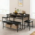 thumbnail image 1 of IDEALHOUSE Dining Table Set for 4, Kitchen Table Set of 4 with Upholstered Dining Bench and Square Stools, Dining Set for 4 with Storage for Small Space, Apartment - Black, 1 of 18