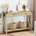 thumbnail image 1 of IDEALHOUSE Entryway Table, Console Table with Rattan Drawers, 43" Sofa Table with Storage, Console Tables for Entryway, Living Room, Hallway, Foyer-Burlywood, 1 of 7