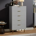thumbnail image 1 of IDEALHOUSE Grey 5 Drawer Dressers, Modern Chest, Fluted Panel Design, Gold Metal Legs, Deep Storage Organizer, Elegant Bedroom Cabinet, 1 of 8