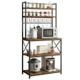 thumbnail image 1 of IDEALHOUSE Kitchen Bakers Rack, Microwave Oven Stand with Large Storage, Industrial Coffee Bar Station, 5-Tier Kitchen Utility Storage Shelf with 6 Hooks for Spice, Pots Organizer, Rustic Brown, 1 of 9