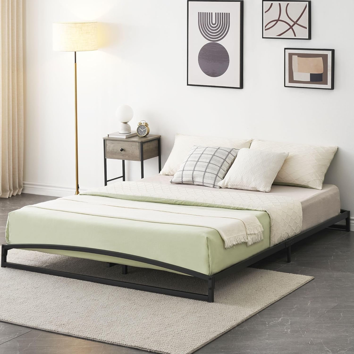 IDEALHOUSE Low Profile Full Bed Frame, 6 Inch Heavy Duty Metal Full