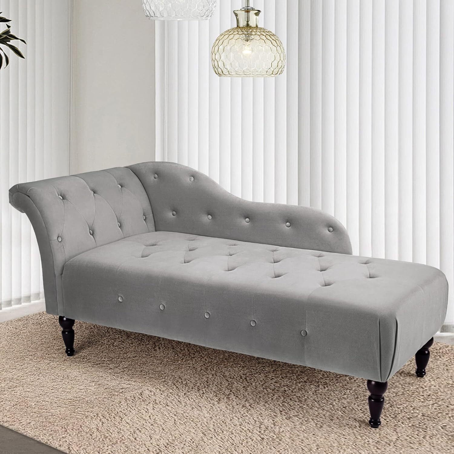 IDEALHOUSE Modern Armless Chaise Lounge, Upholstered Sofa Recliner