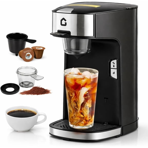 IDEALHOUSE Single Serve Coffee Maker, Capsule Coffee Machine for Home, 1300W Electric Coffee Maker with Compact Design, Easy Operation for Espresso-Style Drinks, 120V US Plug, Black