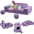 thumbnail image 1 of IDEALHOUSE Sofa Bed Purple 12PCS Modular Foam Couch, Convertible Sectional, Removable Machine Washable Cover, Building Lounge Fort for Living Room Bedroom Playroom, 1 of 7