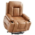 thumbnail image 1 of IDEALHOUSE Sofa Bed Vintage Two-Tone 360° Swivel Rocker Recliner Chair with Massage & Heat, Oversized PU Leather Manual Recliner with Pull Handle, High-Density Foam, for Living Room and Bedroom, 1 of 6