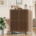 thumbnail image 1 of IDEALHOUSE Walnut Shoe Cabinets, 6-Tier Narrow Shoe Storage Cabinet with Louvered Doors, 24 Pair Organizer, Entryway Hallway Closet Solution with Adjustable Shelves, 1 of 7