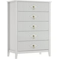 thumbnail image 1 of IDEALHOUSE White 5 Drawers Dresser, Fluted Tall Storage Chest with Metal Handles, 42.9in Modern Organizer Drawers for Bedroom Living Room Entryway Hallway Storage, 1 of 9