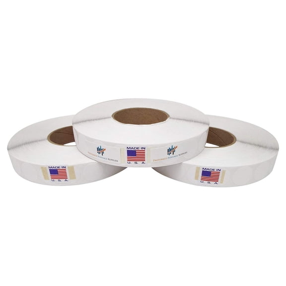 IDEALSEAL White 1" Wafer Seals Envelope Seals (No Perf) 5000 Tabs Per Roll (3 Rolls Per Box) Save Big for Tabbing Friction Fed Tabbers