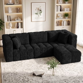 IDEALSOUL 108” Sectional Couch, L-Shaped Cloud Sofa, Modern Boneless Couch with Deep Seat, Upholstered Sofas Couches for Living Room, Bedroom, No Assembly Required, Black