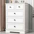 thumbnail image 1 of IDEALSOUL 5 Drawer Dresser for Bedroom, White Rustic Style Chest of Drawers, Retro Style 5 Drawer Dresser for Bedroom, Living Room, Bathroom, 1 of 13