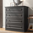 thumbnail image 1 of IDEALSOUL 4 Drawer Dresser, Retro Storage Cabinet with Large Space, Chest of Drawers for Bedroom, Hallway, Entryway, Black, 1 of 11