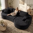 thumbnail image 1 of IDEALSOUL 118" Oversized Curved Modular Sectional Sofa, Deep Seat Upholstered Boneless Couch Sofa, Modern Flannel L-Shape Cloud Couch for Living Room, No Assembly Required, Black, 1 of 11