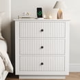 thumbnail image 1 of IDEALSOUL Nightstand, 24" Wide End Table with Storage, Fluted Nightstand with USB Charging Station, Large 3 Drawers nightstand for Bedroom Living Room(1pc, White), 1 of 11