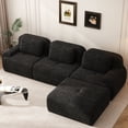 thumbnail image 1 of IDEALSOUL Sectional Sofa, 118" L-Shaped Modular Cloud Couch, Unique Chenille Fabric Couches and Sofas, Compression Sofa No Assembly Required(Black), 1 of 13